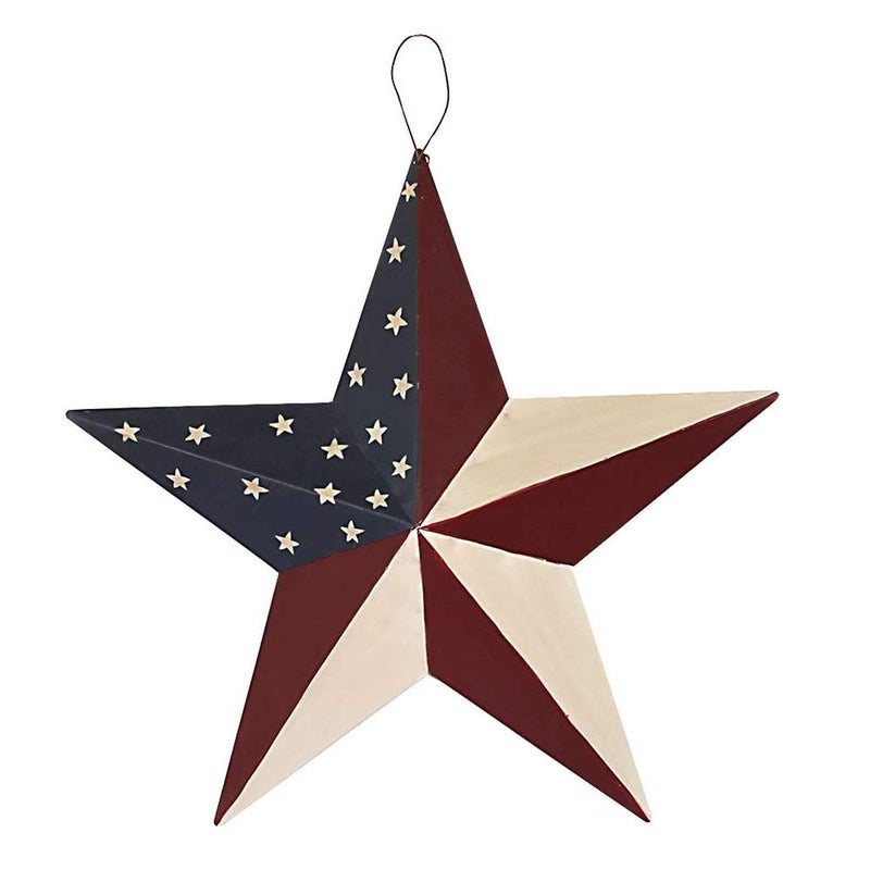 YK Decor Patriotic Metal Barn Star Outdoor Indoor Hanging Wall Decor Star Ornaments 12inch - Image 1